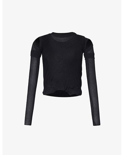 Rick Owens Long-sleeved Slim-fit Cotton-jersey Top - Black