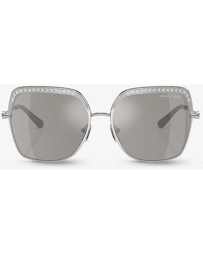 Michael Kors Mk1141 Greenpoint Square-frame Metal Sunglasses - Grey