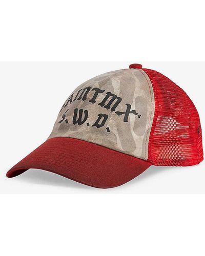 SAINT Mxxxxxx Branded Camouflage-panel Cotton Baseball Cap - Red