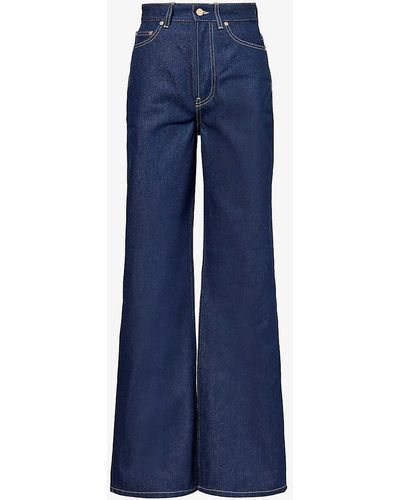 Jean Paul Gaultier Madonna Embroidered Wide-leg Mid-rise Jeans - Blue