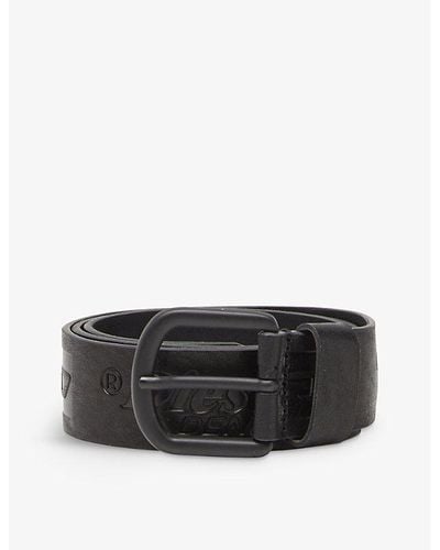 DIESEL B-archive Brand-embossed Leather Belt - Black
