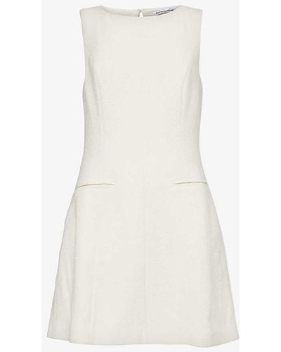 Reformation Citron Scoop-neck Wool-blend Mini Dress - White
