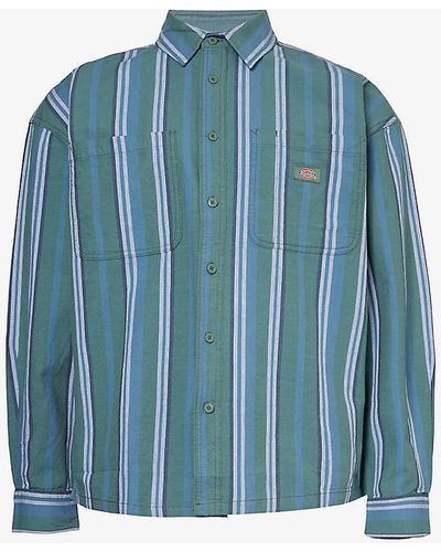 Dickies Glade Spring Striped Cotton Shirt - Blue