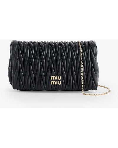 Miu Miu Matelassé Miniborse Leather Top-handle Bag - Black