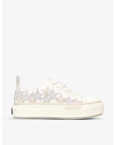 Amiri Court Stars Star-patch Canvas And Leather Low-top Sneakers - Natural