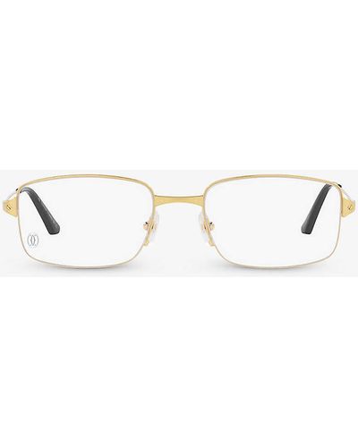 Cartier 6l001658 Ct0406o Rectangle-frame Titanium Glasses - White