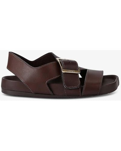Loewe Ease Buckle-embellished Leather Sandals - Brown