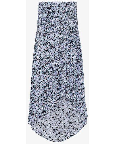 IRO Noseti Printed Woven Midi Skirt - Blue