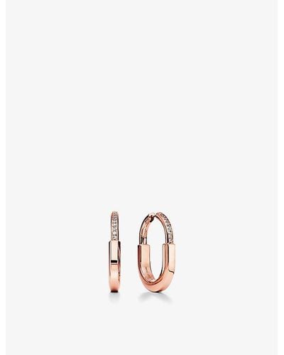 Tiffany & Co. Lock 18ct Rose-gold And 0.19ct Diamond Earrings - White