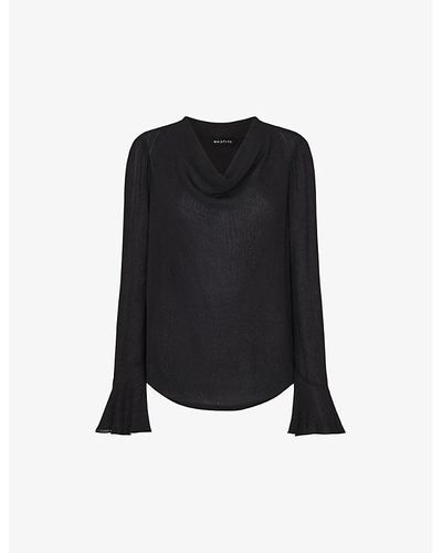 Whistles Cowl-neck Flared Sleeves Woven Top - Black