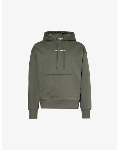 Daily Paper Logo-embroidered Kangaroo-pocket Cotton-jersey Hoody X - Green