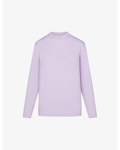 Skims Boyfriend Mock-neck Stretch Cotton And Modal T-shirt X - Purple