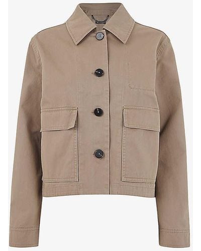 Whistles Marie Boxy-fit Button-up Cotton Jacket - Natural