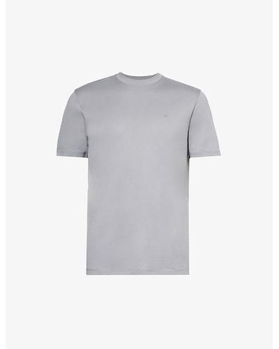 Emporio Armani Logo-embossed Regular-fit Cotton-jersey T-shirt - Grey