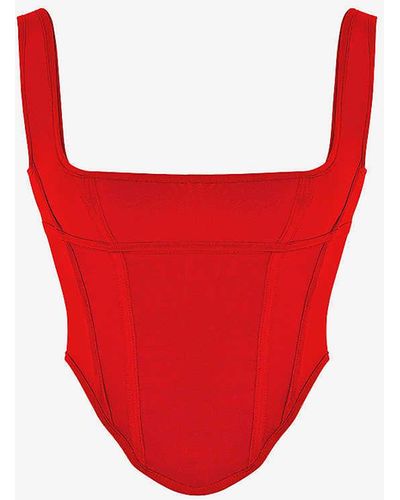 House Of Cb Edetta Cropped Mesh Top - Red