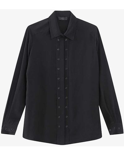 IKKS Pleated Relaxed-fit Silk Shirt - Blue