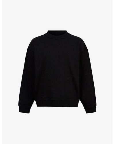 AllSaints Bolus Crew-neck Relaxed-fit Cropped Organic-cotton Sweater X - Black