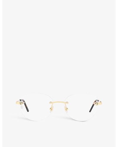 Cartier Ct0028o Oval-frame Metal Glasses - White