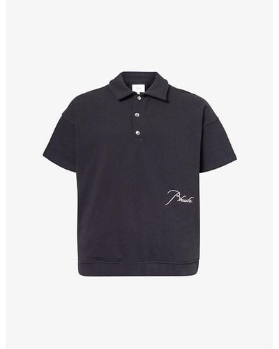 Rhude Logo-embroidered Relaxed-fit Cotton-piqué Polo Shirt - Blue