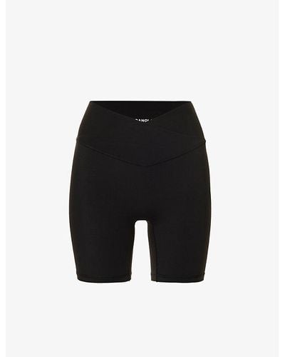 ADANOLA Ultimate Wrap-over High-rise Stretch-woven Short - Black
