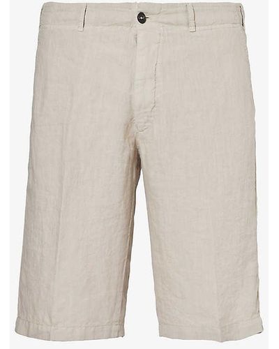 Corneliani Folded-hem Mid-rise Stretch-woven Shorts - White