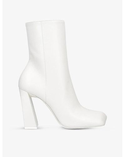 AMINA MUADDI Marine Square-toe Leather Heeled Boots - White