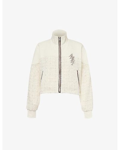 Amiri Bouclé-panel Brand-embroidered Woven Jacket - White