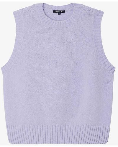 Soeur Namaste Round-neck Sleeveless Stretch-knit Vest - Purple