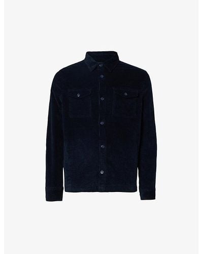 Barbour Collared Corduroy-texture Stretch-cotton Shirt - Blue