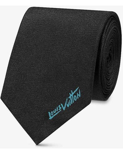 Louis Vuitton Mng Comics Logo-embroidered Silk Tie - Black