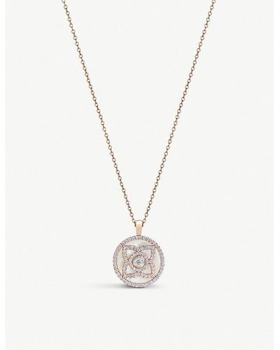 De Beers Enchanted Lotus 18ct Rose-gold, Diamond And White Mother Of Pearl Pendant Necklace - Metallic