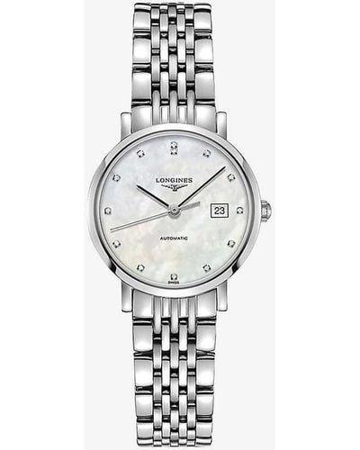 Longines L4.309.4.87.6 Elegant Diamond, Mother-of-pearl And Stainless Steel Watch - White