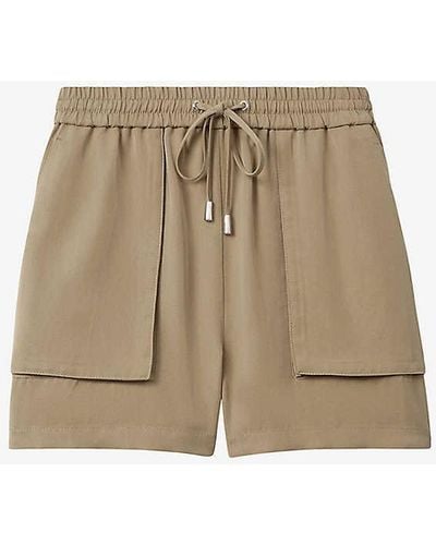 Reiss Isador Elasticated-waist Relaxed-fit Woven Shorts - Natural