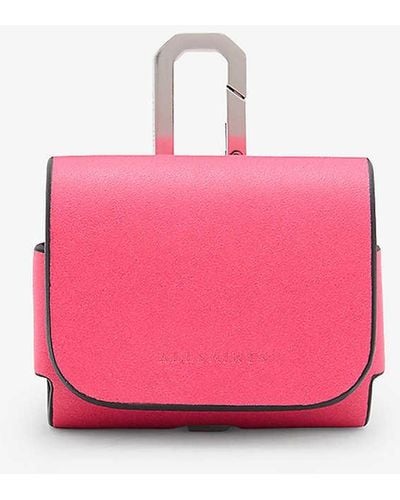 AllSaints Logo-debossed Leather Airpod Case - Pink
