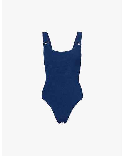 Hunza G Domino Scooped-back Swimsuit - Blue
