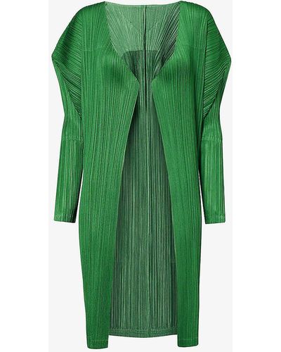 Pleats Please Issey Miyake February Regular-fit Knitted Cardigan - Green