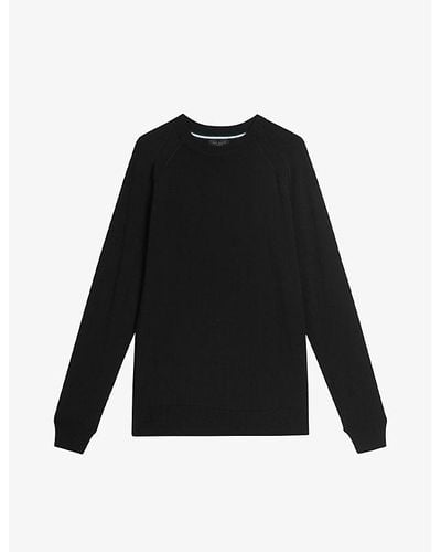 Ted Baker Maywo Crew-neck Long-sleeve Stretch-woven Sweater - Black