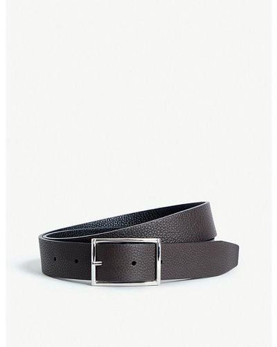 Anderson's Grained Leather Reversible Belt - Black