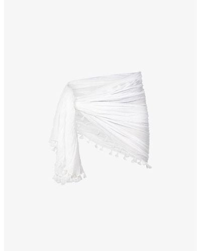 Seafolly Tasseled Self-tie Cotton Gauze Sarong - White