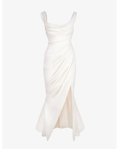 House Of Cb Delphine Sleeveless Satin Maxi Dress - White