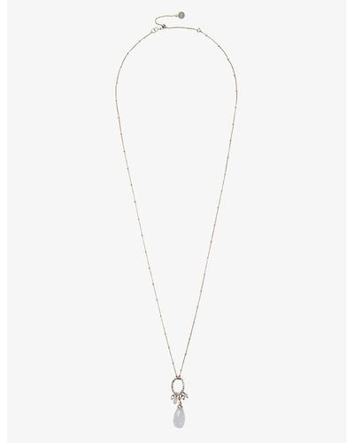 The White Company Beaded Yellow -plated Brass And Quartz Necklace - White