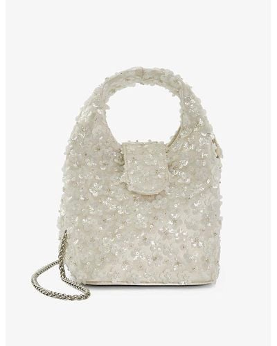 Dune Bridal Bouquette Sequin-embellished Woven Cross-body Bag - White