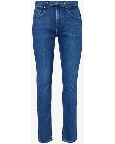7 For All Mankind Slimmy Luxe Slim-fit Straight-leg Stretch Organic-denim Jeans - Blue