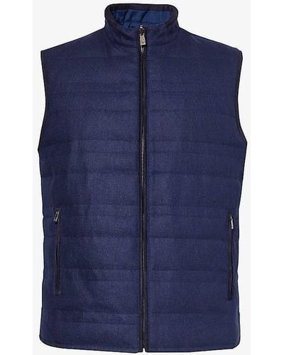 Corneliani Reversible Side-pocket Silk And Wool-blend Gilet - Blue