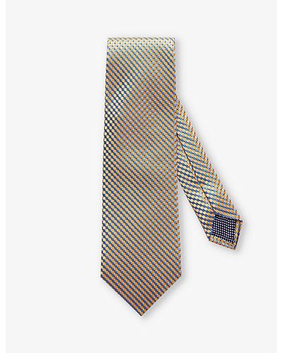 Eton Geometric-pattern Silk Tie - Grey