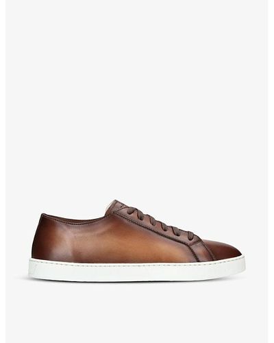 Magnanni Cowes Contrast-sole Leather Low-top Sneakers - Brown