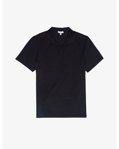 Reiss Jaxx Open-collar Mercerised-cotton Polo Shirt - Black