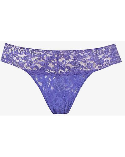 Hanky Panky Signature Lace Floral-pattern Lace Thong - Purple