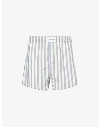 Calvin Klein Stripe-pattern Elasticated-waistband Recycled Cotton-blend T-shirt X - White