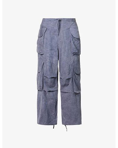 Entire studios Gocar Pocketed Regular-fit Wide-leg Cotton-blend Cargo Pants X - Blue